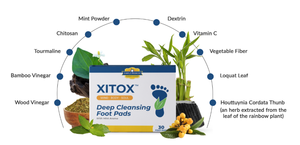 Image showing the key ingredients of Xitox foot pads